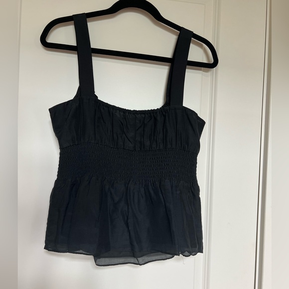 NWT JCREW Smocked black top with flutter bottom SZ M - Picture 2 of 5